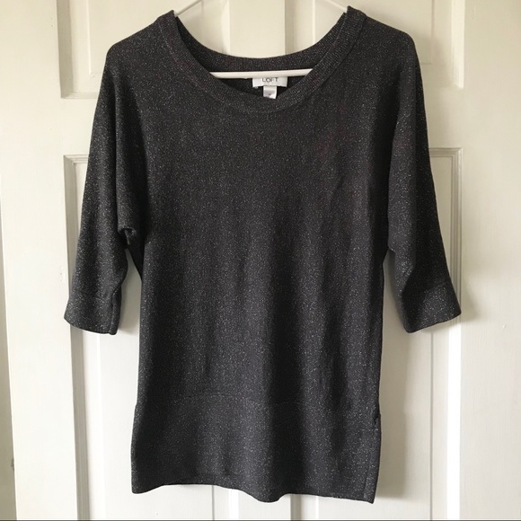 LOFT Sweaters - LOFT Gray & Silver Sweater 3/4 Sleeve Size Medium